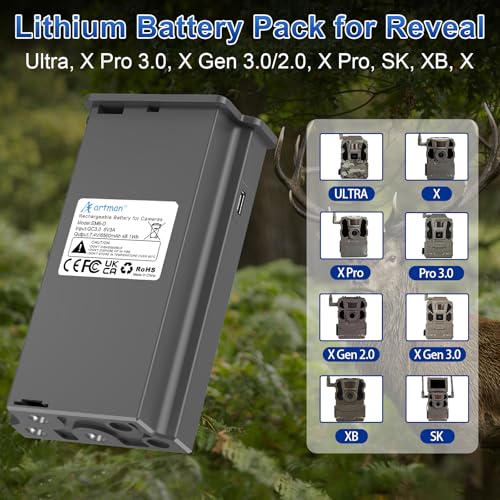 Image of Artman Rechargeable New Reveal Lipo Lithium Battery Pack for Trail Camera Reveal X Pro 3.0, Pro, X Gen 3.0, X Gen 2.0, X Ultra 3.0, SK, XB, X - Upgraded LED Meter and Solar Charging (1-Pack)