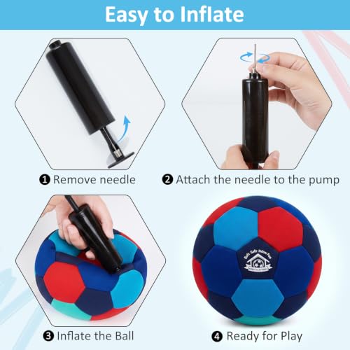 Image of Indoor Soccer Ball Size 3 Silent Soccer Balls with Pump | Soft Foam House Training Balls for Beginners, Lightweight Soccerball Soccer Balls Gifts for Home Practice