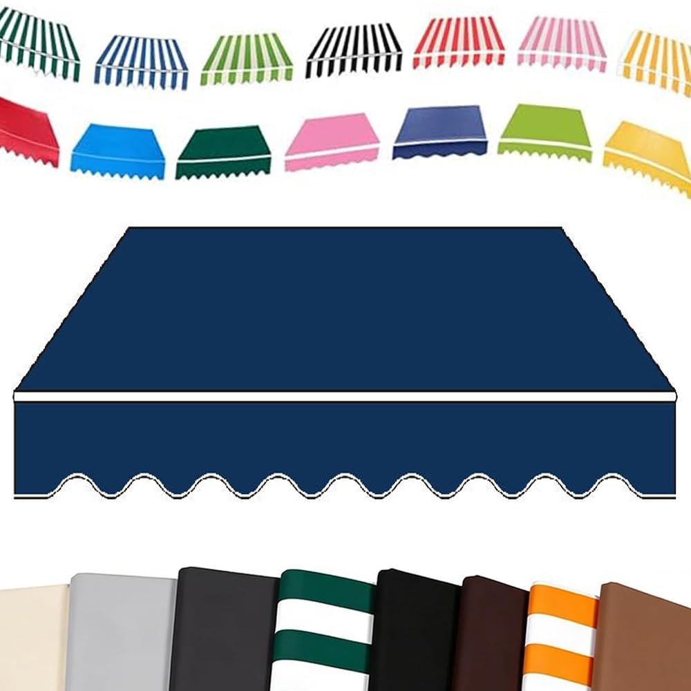 6.5ft 8ft 10ft 12ft 13ft 15ft Patio Window Retractable Awning Replacement Fabric Custom, Sunshade Canopy Replacement Canvas For Retractable Awning Cover(Deep blue,4x3.0m/13x10ft)
