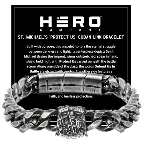 Hero Company Saint Michael Protect Us Cuban Link Bracelet: Helps Pair Veterans With A Service Dog Or Shelter Dog2