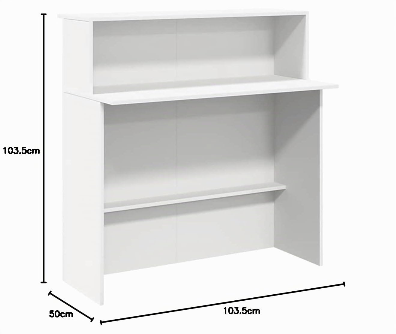 Gecheer Banco Reception Bianco, 200x50x103,5 cm in Truciolato con Spazio di Archiviazione e Design Versatile for Uffici Aziendali, Hotel, Cliniche Mediche e Saloni di Bellezza