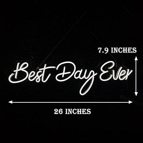Miniatura 2 de SYLHOME Letreros de luz LED de neón de 12 V Best Day Ever de 26 x 8 pulgadas propuesta de boda aniversario fiesta cumpleaños arte decoración de