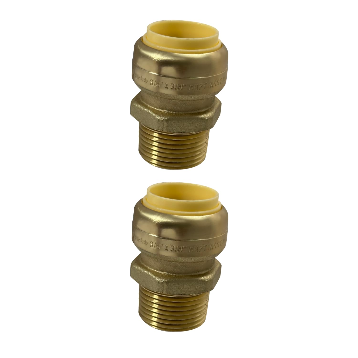 2 PIECES XFITTING 3/4" PUSH FIT X 3/4" MALE NPT ADAPTER, CERTIFIED TO NSF ANSI61 BRASS, PLUMBING FITTING FOR COPPER, PEX, CPVC