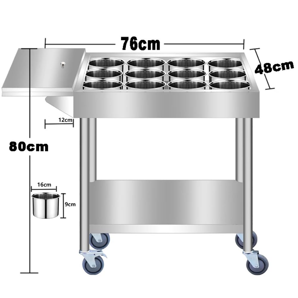 Estante De Exhibición De Condimentos De Acero Inoxidable con Ruedas, Carrito De Especias Simple, Estante Vertical para Almacenar Especias, Dispensador De Condimentos para Buffet,A
