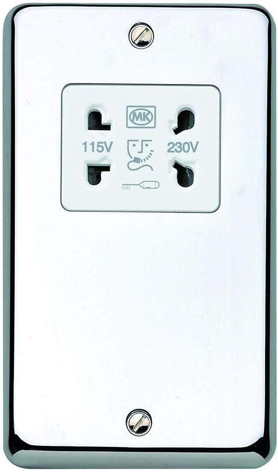 Chroma Shaver Socket, Product Range MK Chroma Plus Metal Wall Plate - Rounded Edge, Electrical Switch & Socket Ranges