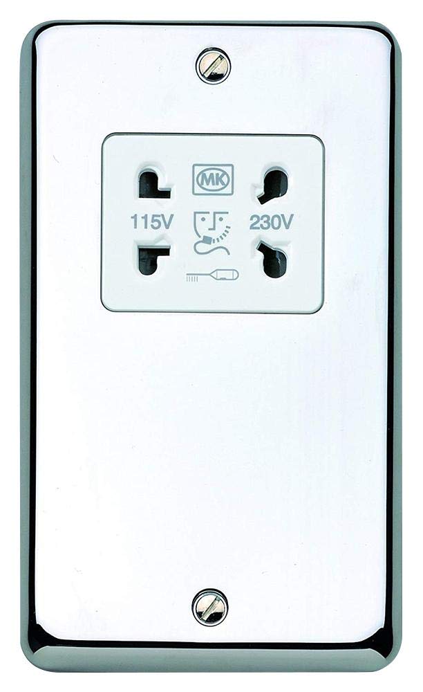 Chroma Shaver Socket, Product Range MK Chroma Plus Metal Wall Plate - Rounded Edge, Electrical Switch & Socket Ranges