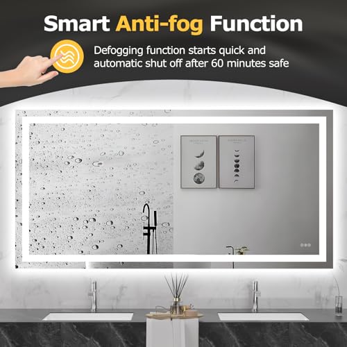 Image of Hivone 72 inchX36 inch LED Bathroom Mirror with Lights, UL Listed