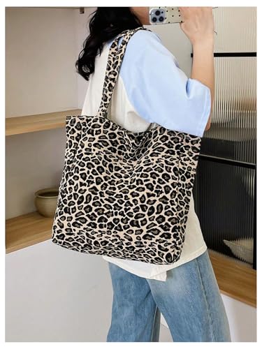 Image of MakeMeChic Women's Leopard Tote Bag Cheetah Oversize Shoulder Bag Weekender Bag