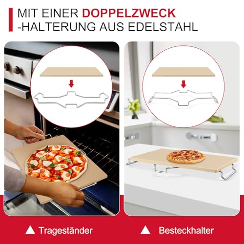 Unicook Pizzastein Brotbackstein für Backofen 38 x 30.5 cm - Pizzastein für Gasgrill, Pizza Backstein für Brot Keksen, Pizzapfanne aus Cordierit
