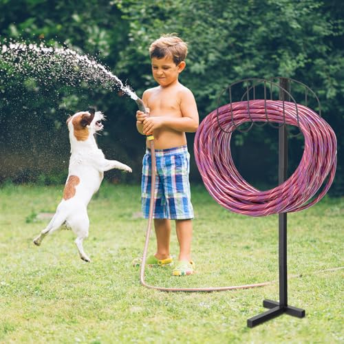 Schwerlast Gartenschlauchhalter Freistehend aus Metall für 45 m Schlauch abnehmbarer Boden-Ständer zur Aufbewahrung im Garten Hof und Rasen