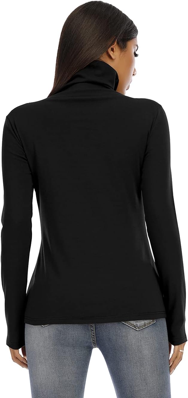 RightPerson Women's Basic Long Sleeve Turtleneck T-Shirt Solid Slim Soft Cotton Tops - Image 5