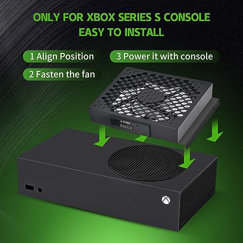 Image of G-STORY Cooling Fan for Xbox Series S with Automatic Fan Speed Adjustable by Temperature, LED Display, High Performance Cooling, Low Noise, 3 Speed 1500 /1750 /2000RPM (140MM) with RGB LED (Black)