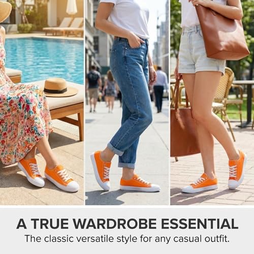 Image of Canvas Shoes for Women, Women's Fashion Sneakers | Casual Low Top, Lace Up, Rubber Sole, Canvas Upper, Cushioned Insole