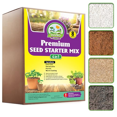Seed Starter Potting Soil Mix, 8 Dry Quarts, Ready-to-Use Peat-Free Coco Coir Seed Starting Mix...