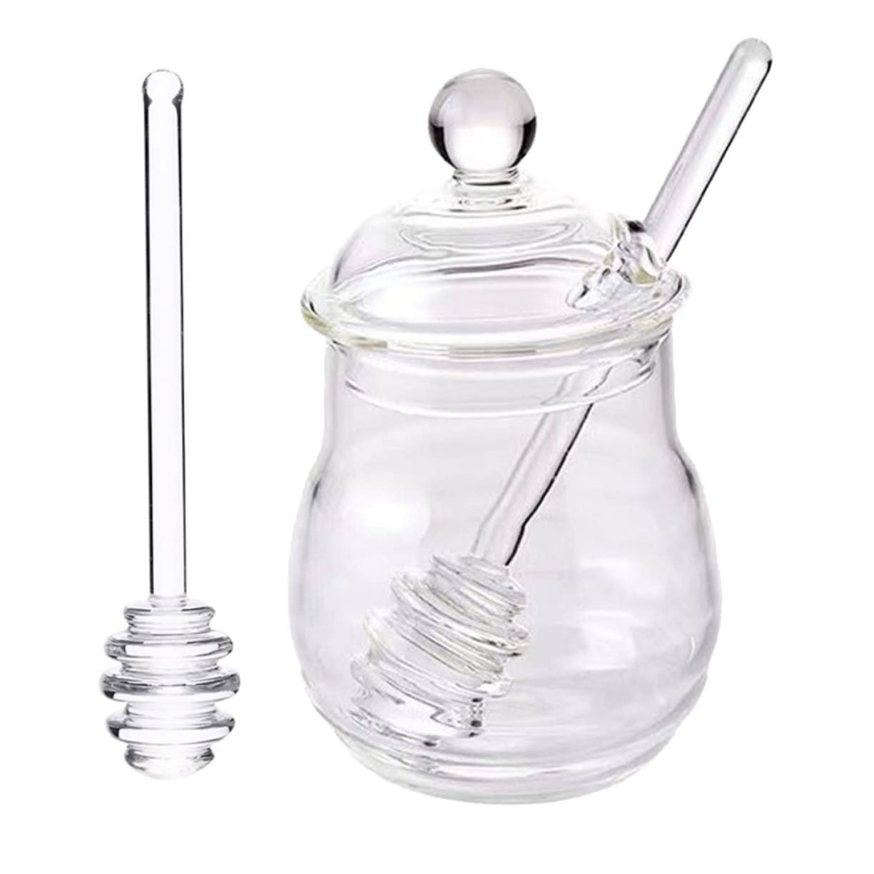 PRETYZOOM Creative Honey Jar Lids Honey Dispense Pot Honey Container Stirrer Honey Holder for Kitchen