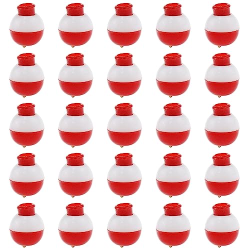 AYLIFU-25PCS Fishing Bobbers Red and White ABS Plastic Snap-on Fishing Floats Round Buoy Floats Fishing Tool Accessories ?13mm/0.5inch