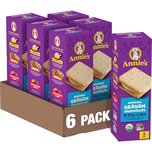 ★Annie's Organic Graham Sandwich Cookies, Birthday Cake, 8oz, 6 boxes
