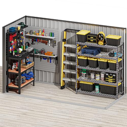Image of DWVO 8.5x3.5ft Large Outdoor Storage Shed, Metal Tool Sheds, Heavy Duty Tool Storage with Lockable Doors & Air Vent for Backyard Patio Lawn to Store Bikes, Tools, Lawnmowers, Dark Gray