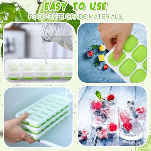 Rtteri 48 Pack Silicone Ice Cube Tray Bulk with Lid for Freezer, Green by Rtteri - Used condition - Image 6