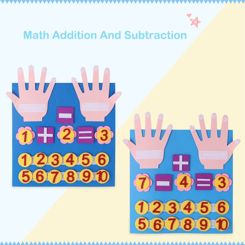 Feltro Board Numeri Dito Conteggio Giocattolo Aiuti didattici Numeri Montessori Apprendimento Bambino per Bambini Feltro Addizione e sottrazione Matematica Insegnamento