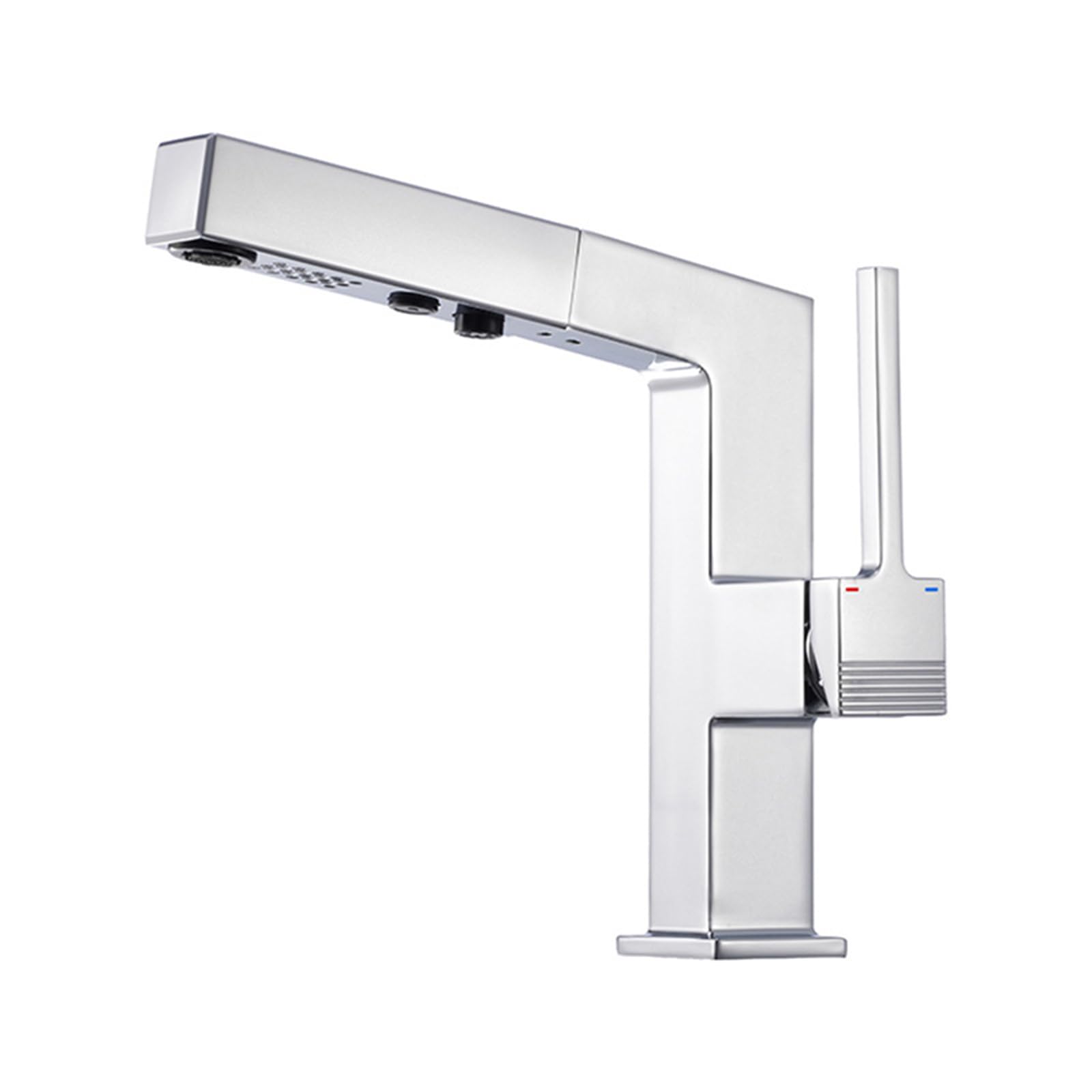 Grifo para Lavabo de baño con rociador extraíble, Grifo Monomando de latón para baño con Agua fría y Caliente y Modo Ducha, Cromado