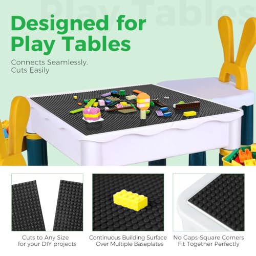 Image of Classic Baseplates Building Plates-10 inch x 10 inch Building Boards,100% Compatible with All Major Brands and Activity Table, Creative Platforms Mats for Toy Bricks (Black, 8 Pack)