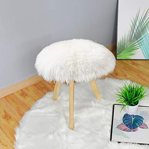 Carvapet Soft Round Faux Sheepskin Fur Area Rugs Plush Chair Cover Seat Pad