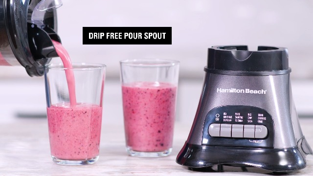 Image of Hamilton Beach Blender and Food Processor Combo for Shakes & Smoothies, With 3 Cup Electric Food Chopper Attachment, 40 oz Glass Jar, Blender Travel Cup, 700 Watts Peak Power, Gray & Black (58163)