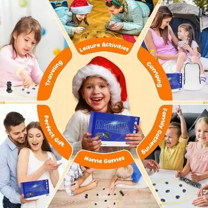 Image of Magnetic Strategy Board Game (24 Pcs) for Kids (6+) & Adults | Fun Family Game with Magnets & Lanyard Rope | Brain Boosting Logic & Reflex Challenge | Travel & Party Game for All Ages