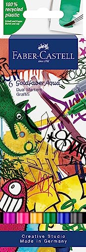 Faber-Castell Creative Studio Goldfaber Aqua Dual Marker, Graffiti, Wallet of 3, Art, Craft, Drawing, Sketching, Home, School