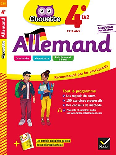 Télécharger Allemand 4e - LV2 (A1+, A2) : cahier d'entraînement et de révision (Chouette entraînement collèg Francais PDF