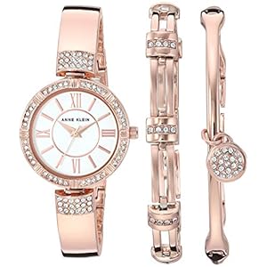 Anne Klein Women’s Premium Crystal Accented Watch and Bracelet Set
