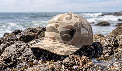 Image of Trenz Shirt Company Men's Upside Down Pineapple Embroidered Mesh Back Trucker Hat Baseball Cap