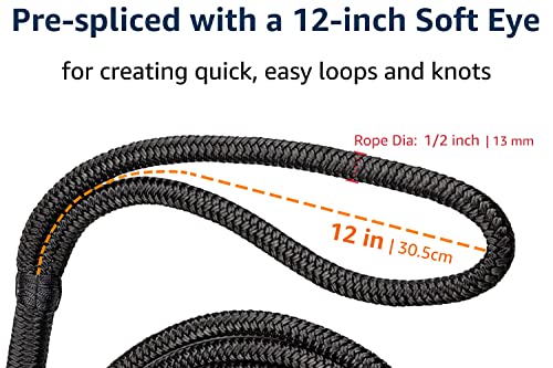 Image of J-FM TWNTHSD 4 Pack 1 /2 inch x 20' Double Braided Nylon Boat Dock Lines, Pre-spliced with a 12 inch Loop, Easy to Handle Marine-Grade Dock Lines