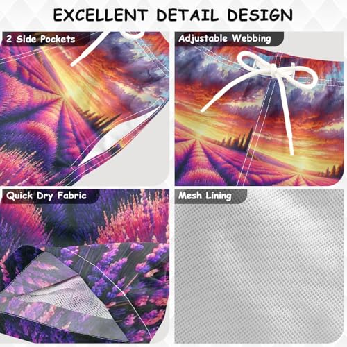 Sunset Lavender Field Boys Swim Trunks Quick Dry Toddler Swimsuit Boy Board Shorts Bathing Suits Swimwear XS3