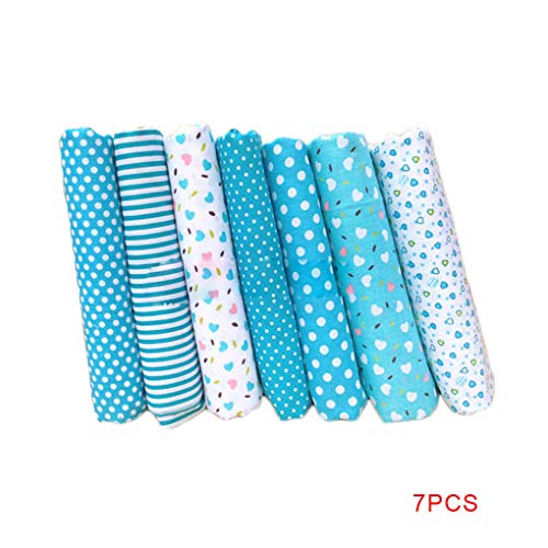 Gonee - Set di 7 pezzi di tessuto per trapunte, quadrati misti floreali, stampa a punto a righe, in cotone, per cucito, fai da te, artigianato e fai da te, in tessuto, 50 x 50 cm 25 * 25 cm 2