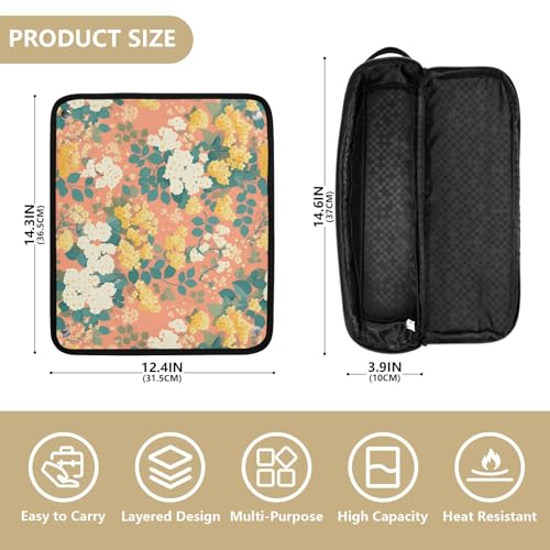 Organizador de Herramientas para Cabello 2 en 1 Yellow FLOWER y Blanco con Alfombrilla Resistente al Calor para Plancha y Rizador miniatura 4