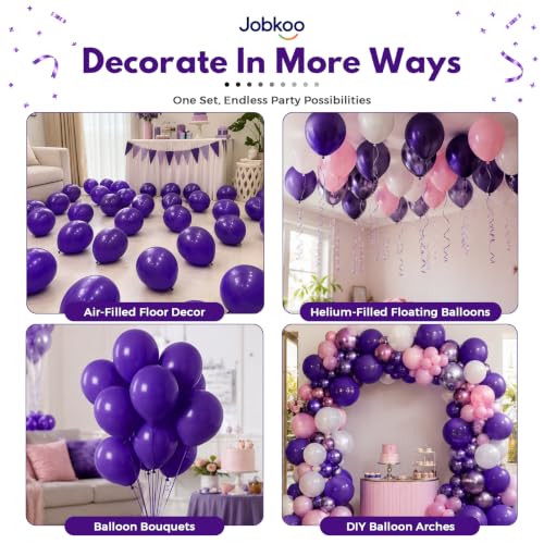 Image of Jobkoo Purple Balloons 12 Inch, 50Pcs Dark Royal Purple Latex Balloon