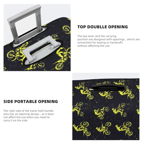 Luggage Cover Protector - Green Motorcycle Rider 1 Print Fit 18-21 Inch Suitcase Covers for Luggage4