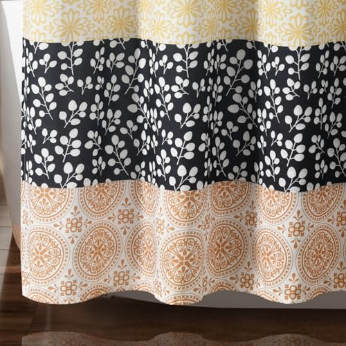 Image of Lush Decor Bohemian Stripe Shower Curtain, 72 inch W x 72 inch L, Yellow & Gray - Bathroom Curtain - Striped Shower Curtain - Boho Decor - Fabric Shower Curtains (Pack of 6)