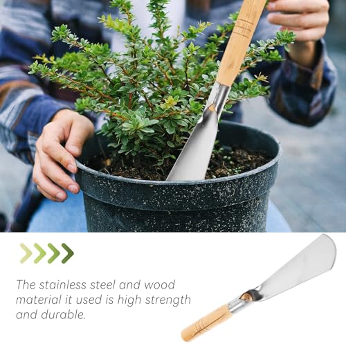Pala de mano para jardín con mango de madera y acero inoxidable miniatura 6