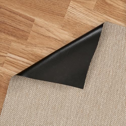 STORESBASIC Alfombra Vinilica Antideslizante, Lavable y Resistente a Manchas, Tejido Trenzado y Sin Pelo, Alfombra de Vinilo Interiores y Exteriores, Beige 60x90