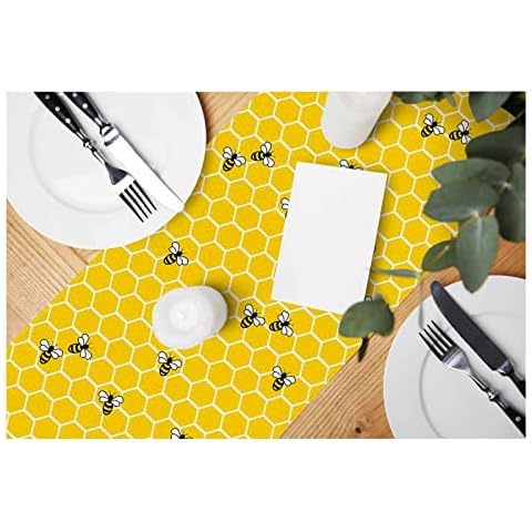 HOSNYE Camino de mesa amarillo de abejas y miel Cover