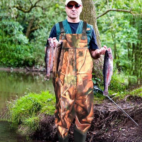 Aollerfilery Waders de pesca com botas, PVC respirável pesca peitoral Waders para homens e mulheres,