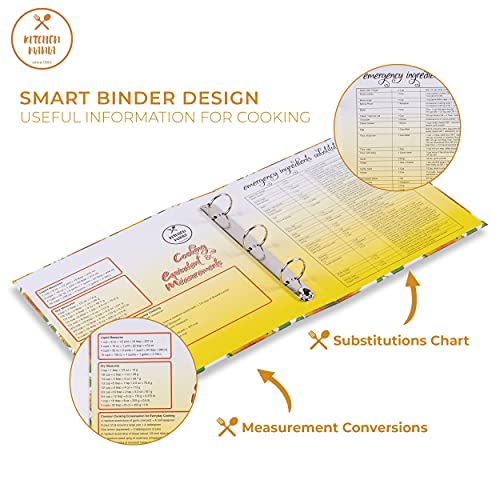 Kitchenmania Sunflower Recipe Binder Kit, 8.5X9.5 Recipe Ring Binder 3 Ring Organizer Set With 50 Recipe Cards 4X6 Double Sided, 12 Category Dividers Tabs And Page Protectors #TOP3