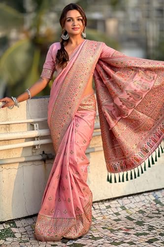 Image of SGF11 Women's Kanjivaram Pure Soft Silk Saree With Unstitched Blouse Piece