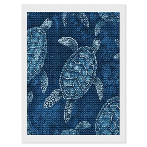 Arte de pared para sala de estar con pintura de diamantes de tortuga