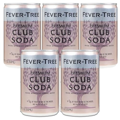 Fever Tree Premium Club Soda - Premium Quality Mixer & Soda - Refreshing Beverage for Cocktails & Mocktails 150ml Cans
