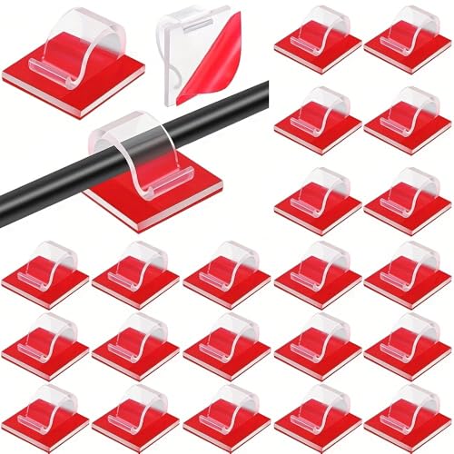 16 Clips adhesivos para cable de plástico transparente, portadores de cable autoadhesivos para pared, debajo del escritorio, automóvil, cámara de tablero, ethernet, 16 piezas miniatura 7