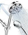 BOWGER Shower Head with Handheld High Pressure Multi-Function 7 modes, Built-in Power Wash to Clear Tub, Tile & Pets, 5” High Flow Hand Held Rain Showerhead with Extra Long Hose and Adjustable Bracket